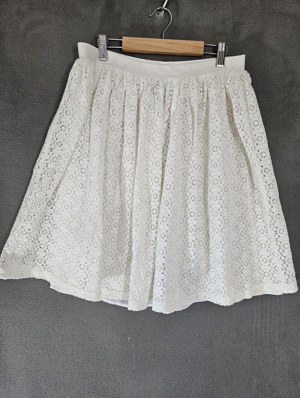 Champs Womens Medium Midi Skirt White Lace Lined Flowy Cottagecore Croquet